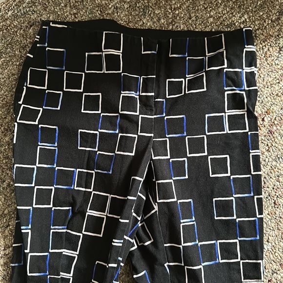Alfani Black Blue & White Square Pattern Slim Fitting Pants - Picture 2 of 5